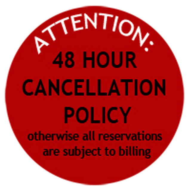 Sign with 48 hour notice for cancellations