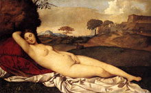 painting of naked woman her hand near her yoni