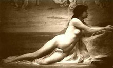 old piece of artwork of naked woman